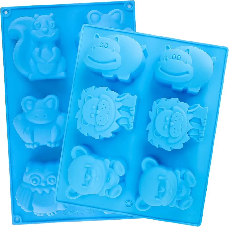 Beasea Animal Soap Molds, 2 Pack Large 3D Silicone Mat Chocolate Cake Candy Cookie Baking Making Clay Ice DIY Hard Resin Gummy Cube Tray Set Decoration Handmade Craft Bear Shape