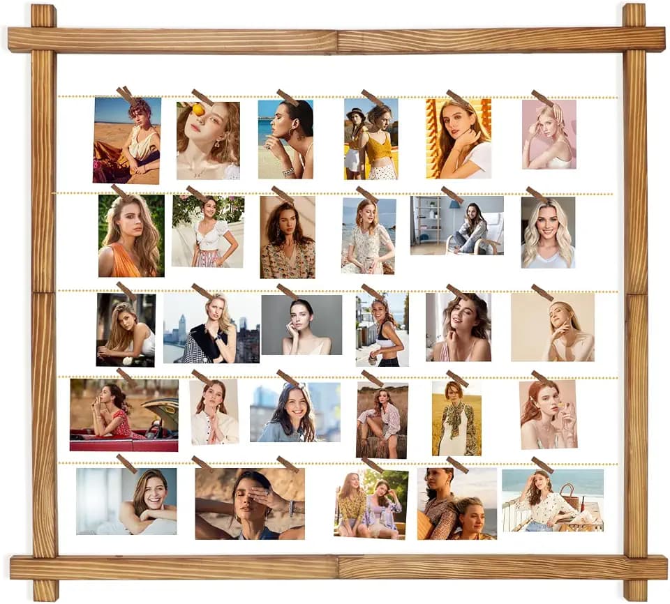 Photo Display Board,Collage Picture Frame With Clips,Graduation Decor
