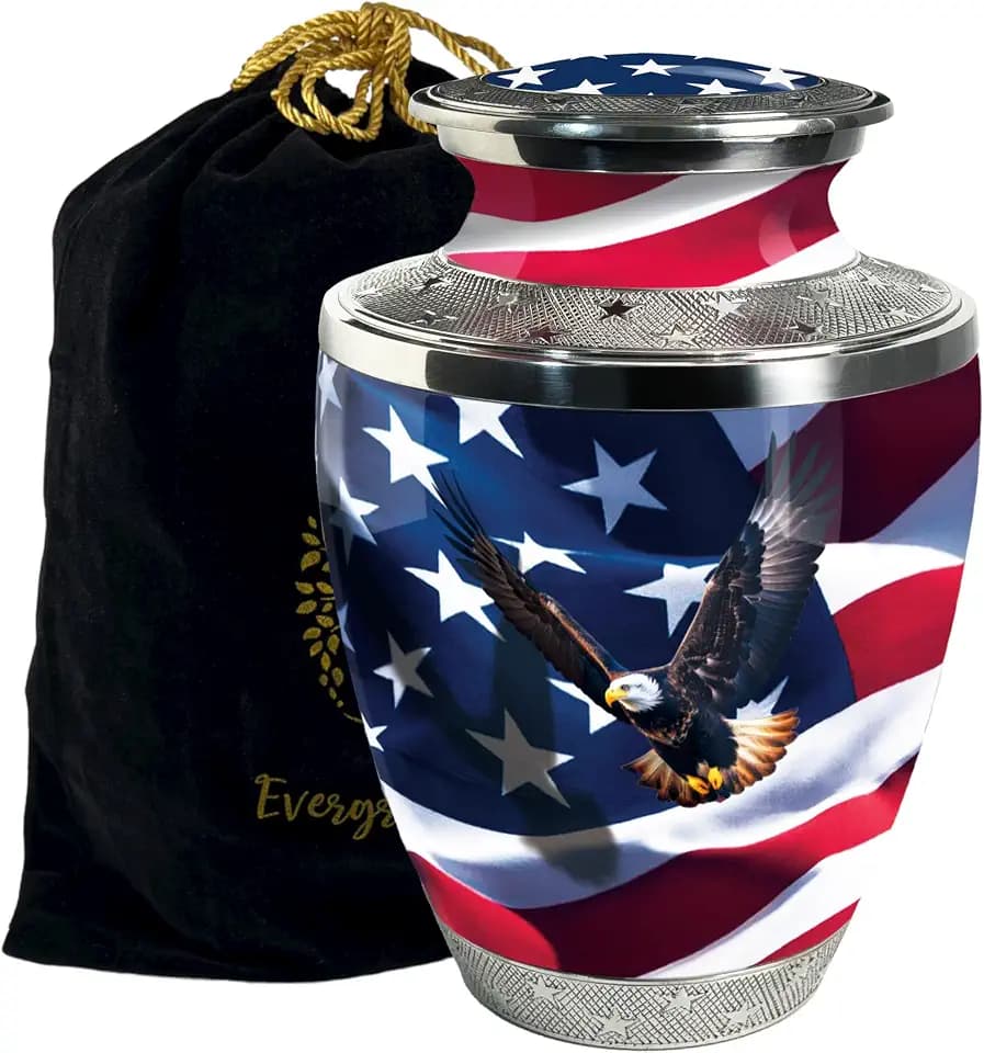 American Flag | U.S. Flag Urn for Ashes - Large Cremation Urn for Adult Ashes Male & Female, Urn for Remains for Burial & Decoration & Funeral (Large)
