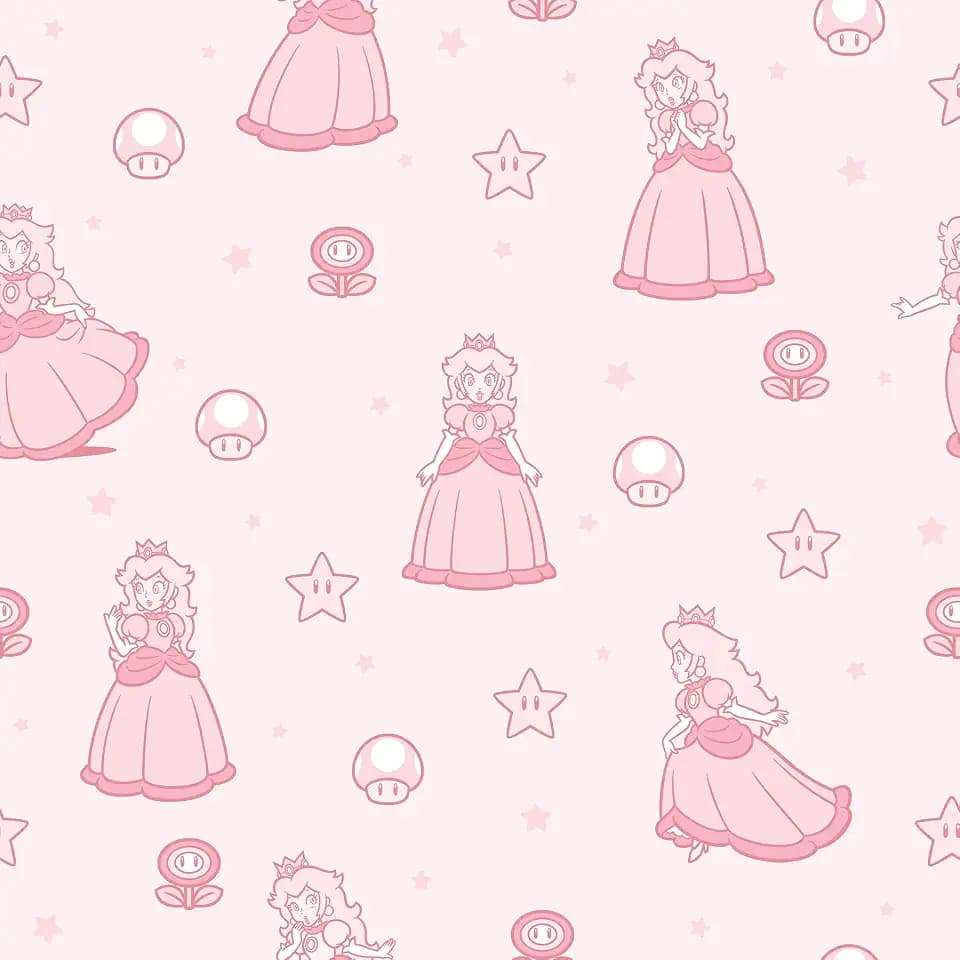 RoomMates Super Mario Princess Peach Pink Peel and Stick Wallpaper