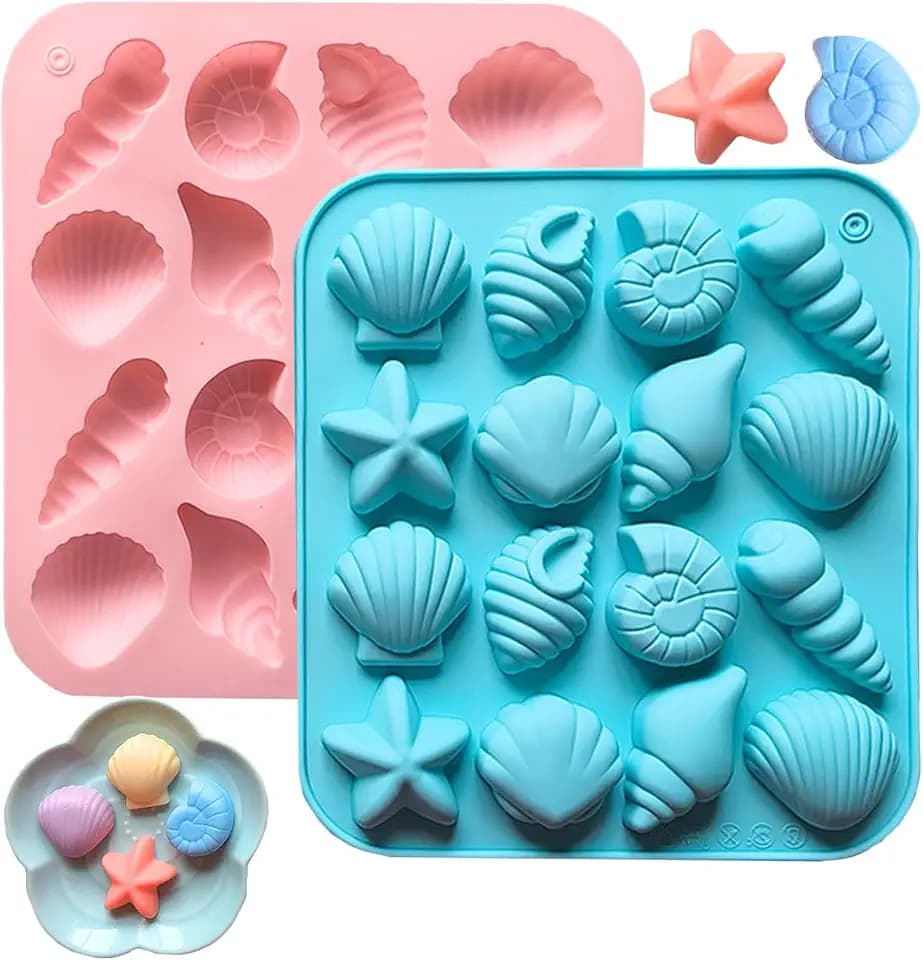 2PCS Seashell Chocolate Molds Shell Mold Ocean Theme Mold Beach Themed Candy Molds for Candy Chocolate Cake Decorations