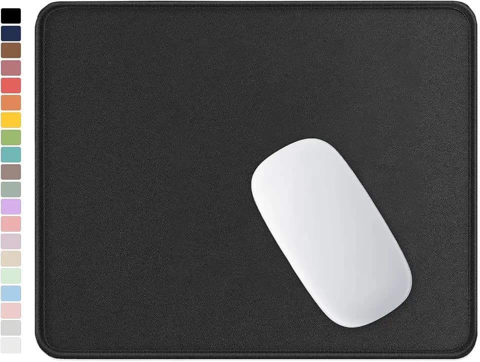 Hsurbtra Mouse Pad, Premium-Textured Square Mousepad 10.2 x 8.3 Inch, Stitched Edge Anti-Slip Waterproof Rubber Pretty Cute Computer Mat for Office Gaming Laptop Women Kids Jet Black