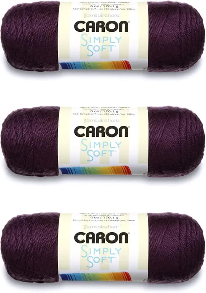 Caron Simply Soft Yarn for Crocheting & Knitting, Plum Perfect, 3-Pack