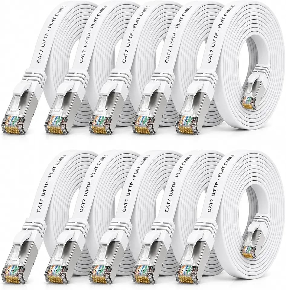 1aTTack.de CAT7 LAN-Kabel 10x 5m flexibles Netzwerkkabel 10 Gbit/s - weiß