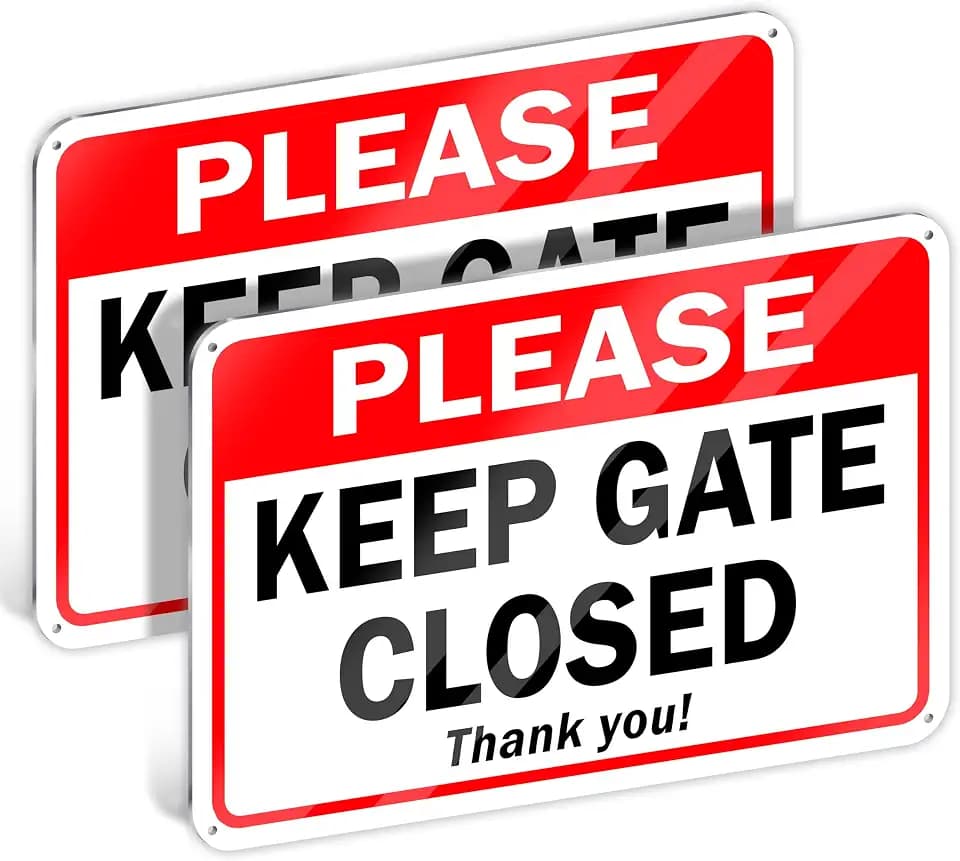 Keep Gate Closed Sign, 7x10 Inch Reflective Aluminum, 2 Pack