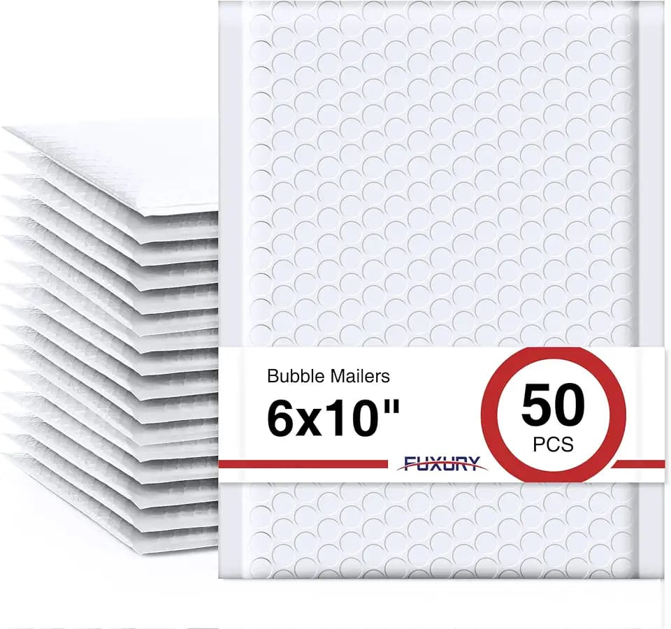 Fuxury Bubble Mailers 6x10 Inch White 50 Pack Padded Envelopes #0