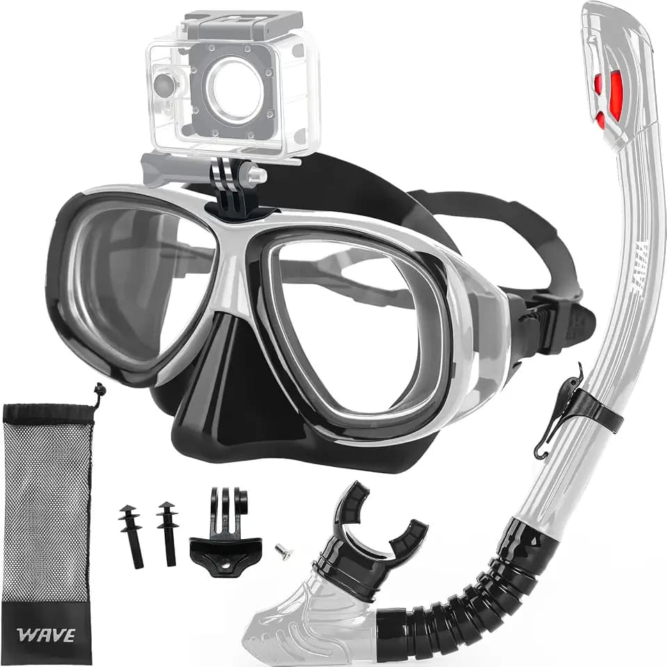 Nearsighted Snorkel Gear, Nearsighted Dry Snorkel Set for Adult Youth, Shortsighted Anti Fog Diving Mask & Dry Top Snorkel with Detachable Camera Mount for Scuba Diving, Snorkeling, Freediving