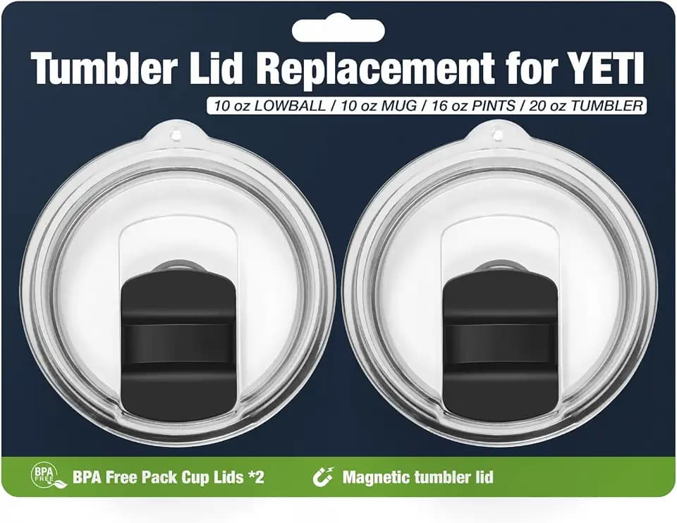 20 oz 591ml Tumbler Lids for YETI,Magnetic Tumbler Lid Replacement for YETI,BPA Free 2 Pack Black Tumbler Lids