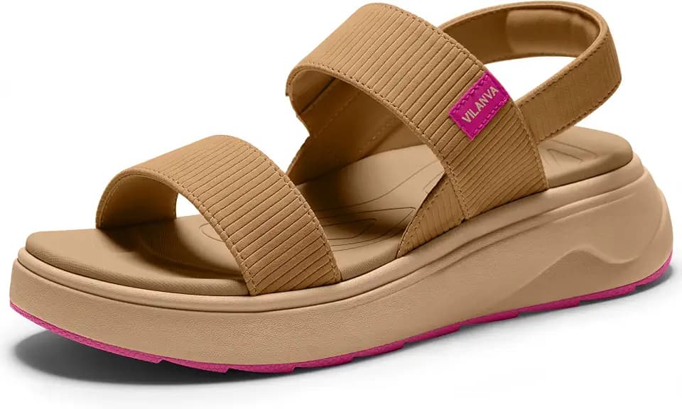 Vilanva Women's Platform Sandals with Arch Support for Plantar Fasciitis Relief Comfortable Cushioned Walking Sandals with Casual Backstrap for 2026 Summer Trendy Outfits