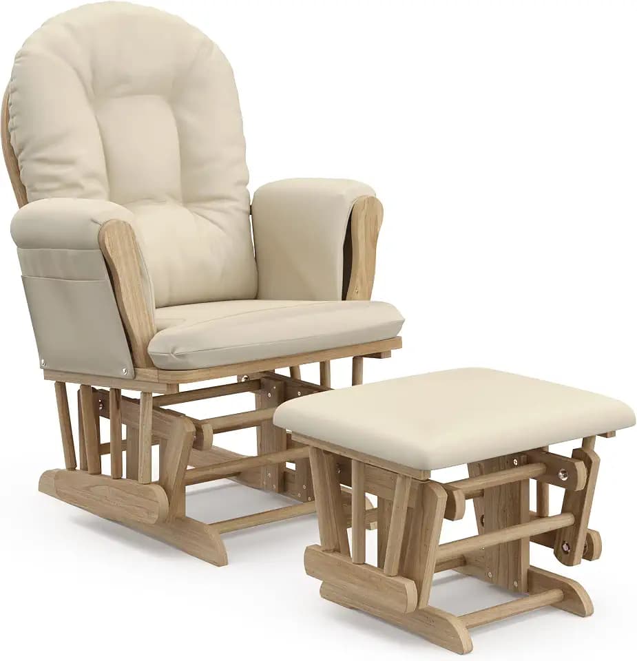 Storkcraft Premium Hoop Glider & Ottoman, Natural/Beige