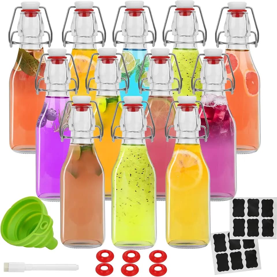 12 Pack 8.5 oz Swing Top Glass Bottles,Flip Top Brewing Fermentation Bottle