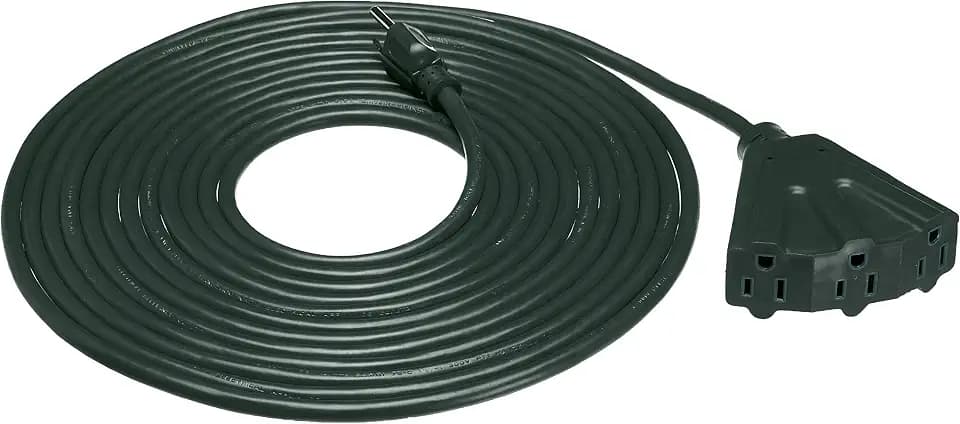 Amazon Basics Indoor/Outdoor Extension Cord, 25-foot, 3-Prong Grounded Plug with 3 Outlets, Weather Resistant Vinyl, 13 Amps, 1625 Watts, 125 VAC, Green