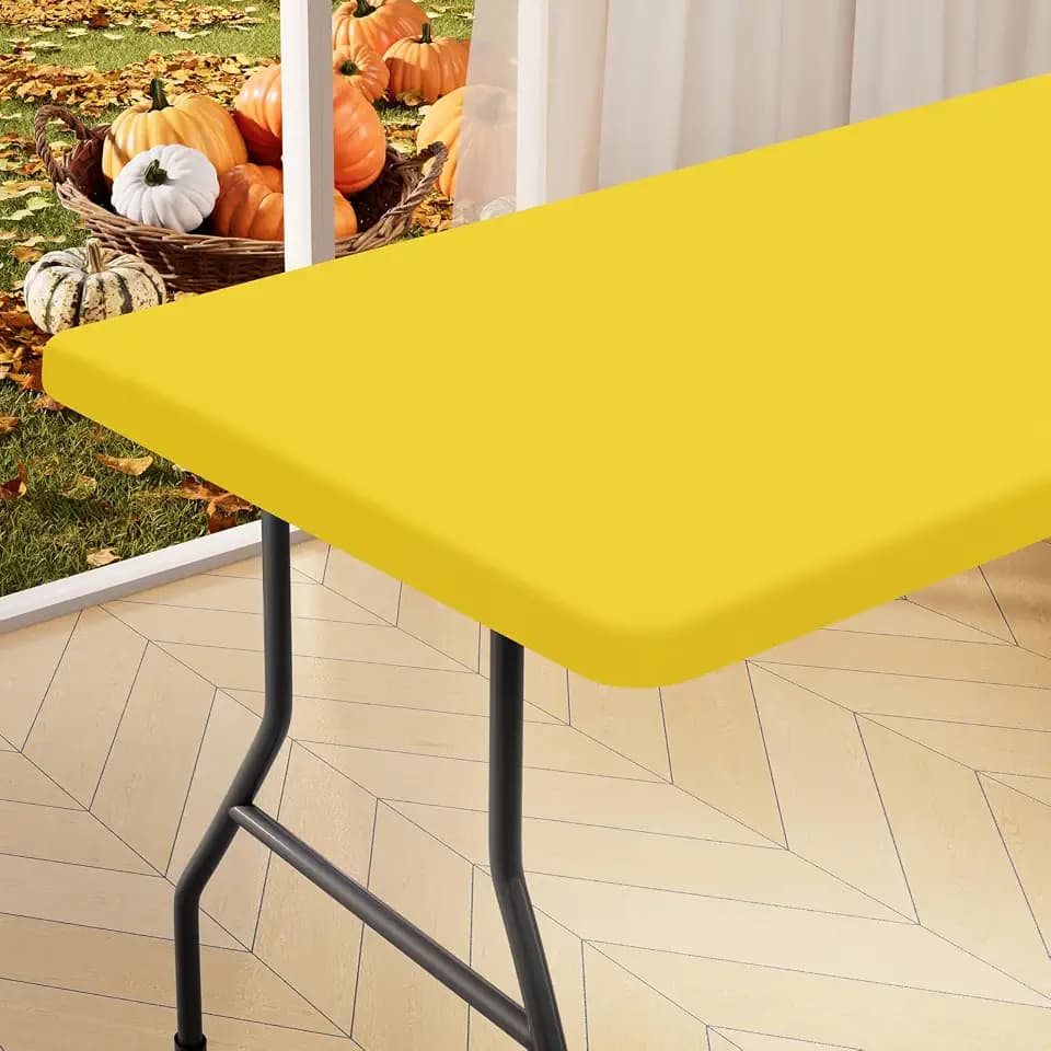 homing Rectangle Table Cloth Cover 6 Foot Yellow Elastic Fitted Tablecloth