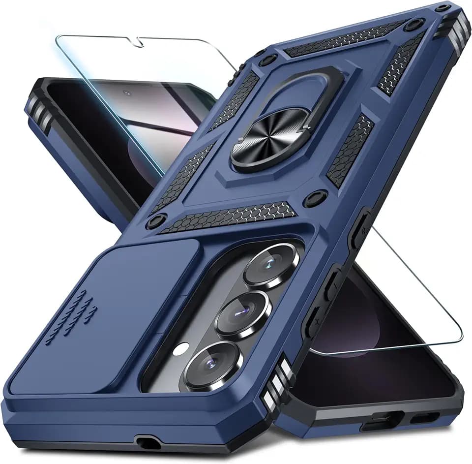 Janmitta for Samsung Galaxy S26+ Plus Case Built in Slide Camera Cover,Blue