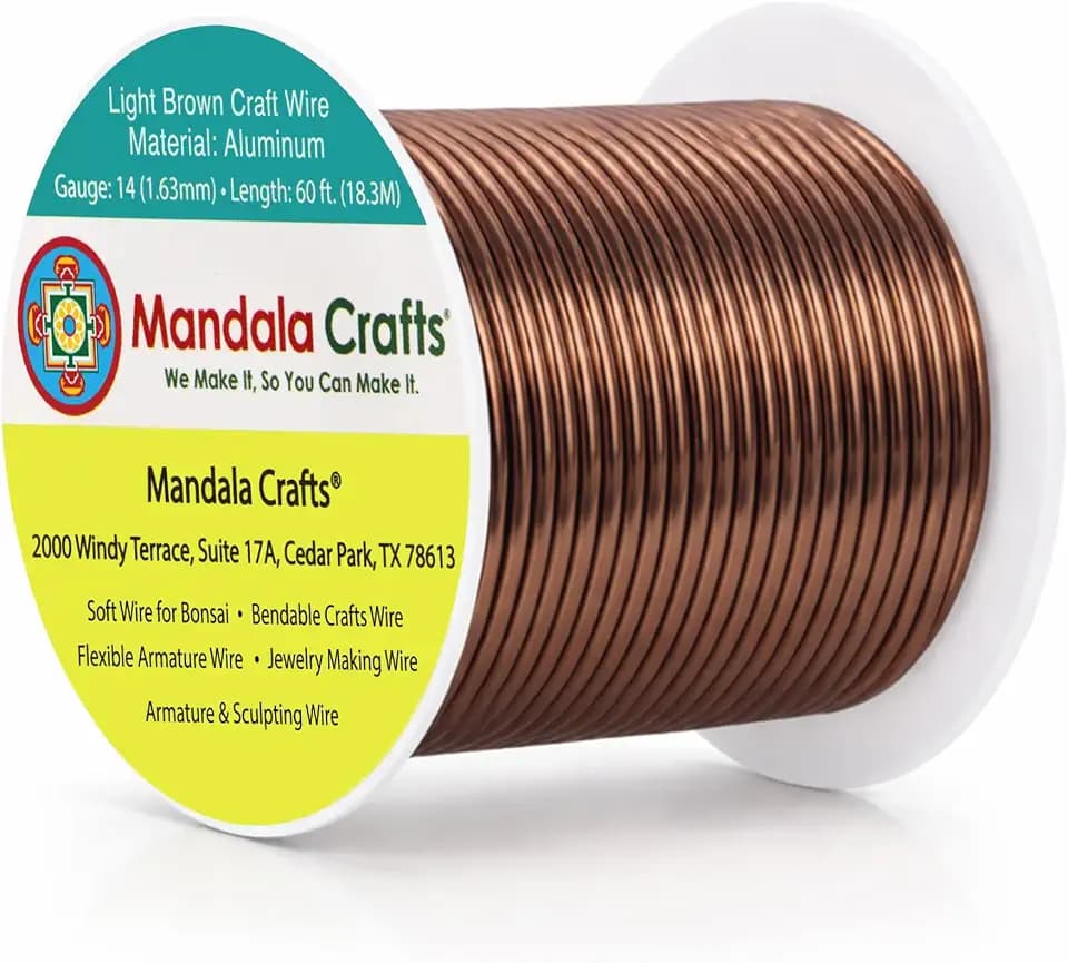 Mandala Crafts 14 Gauge Light Brown Anodized Aluminum Craft Wire, 60 FT