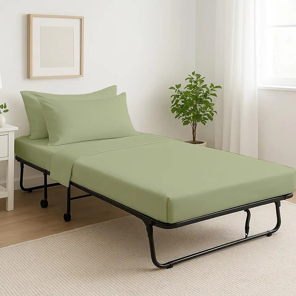 Cottingon 4 Pc Cot Sheets 32"x75" Set, 100% Egyptian Cotton, Perfect for Rollaway Beds, Narrow Twin, Camping, Cot Size, Rv Bunk, Guest Bed Replacement 7" Deep Mattress, Sage Solid