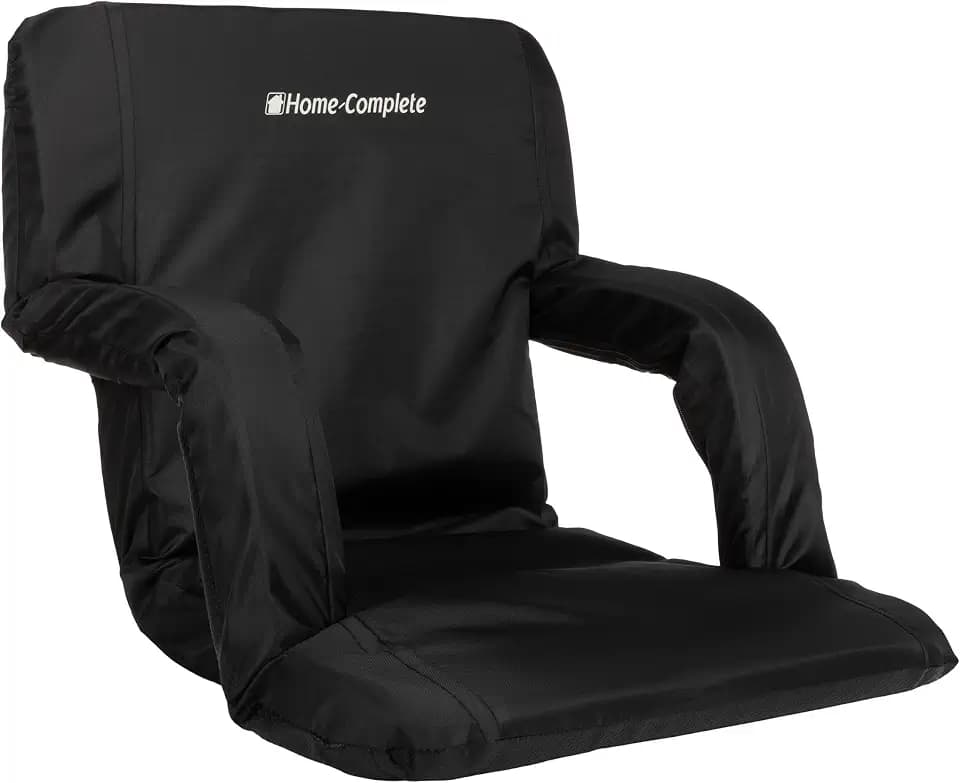 Home-Complete Reclining Stadium Seat Cushion with Back Support, Black