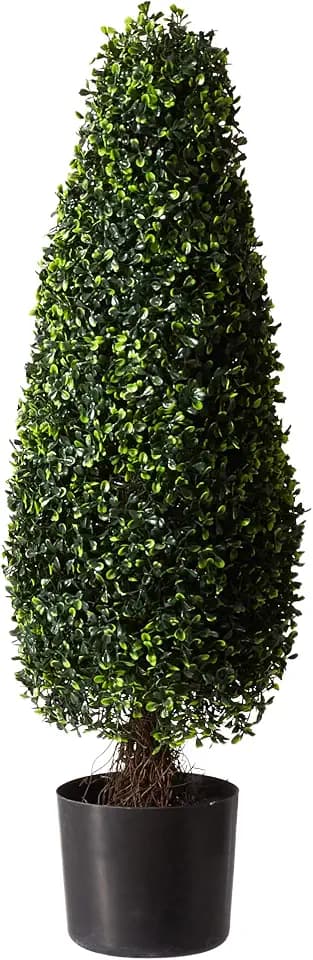Nearly Natural 3 ft Artificial Boxwood Tower Topiary Outdoor Patio Decor