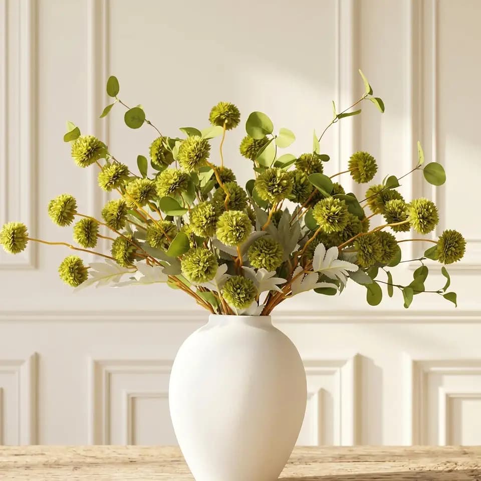 Green Flowers Artificial & Faux Greenery For Vase, Green Centerpieces