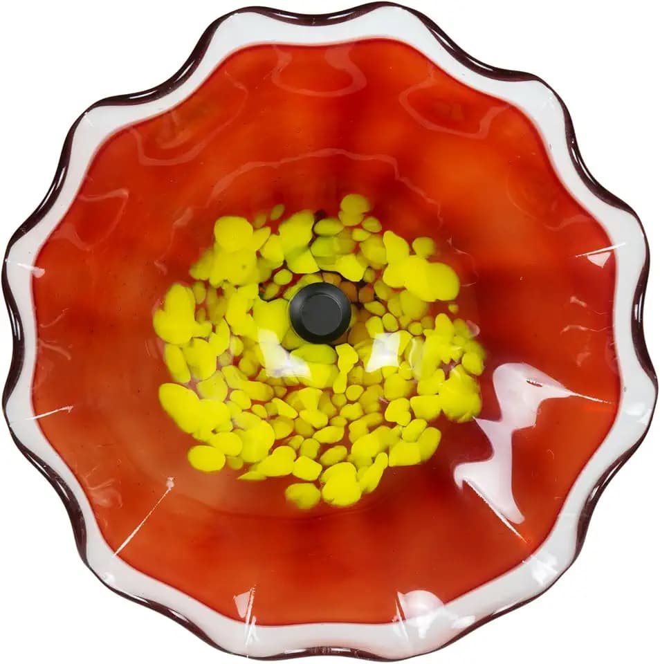 Dale Tiffany AW23137-D12 Fiore Bloom Hand Blown Flower Art Glass with Wall Mounting Bracket, Red, 12-Inch Diameter