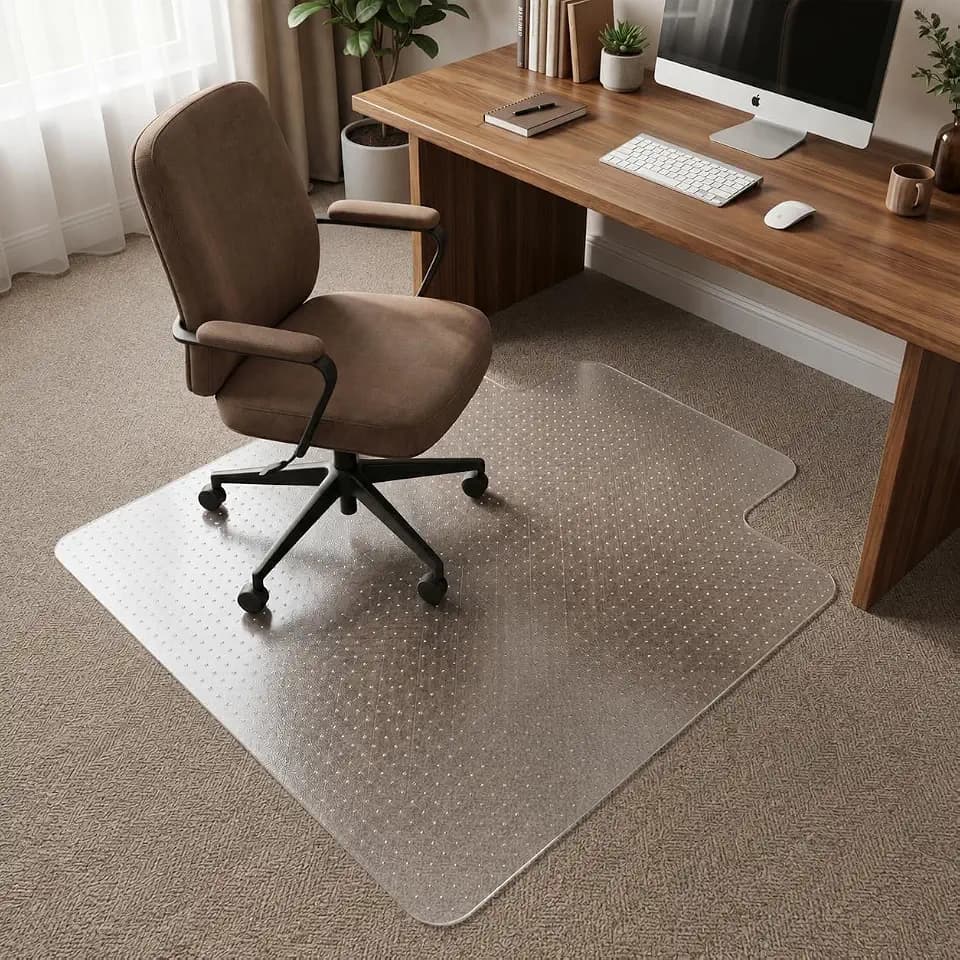 Chair Mat for Carpet- Low Pile (1/4" Thick) Carpet Protector for Office Gaming Computer Desk Chair. Heavy Duty Desk Chair Mat for Carpeted Floors, Semi Transparent (with Lip)