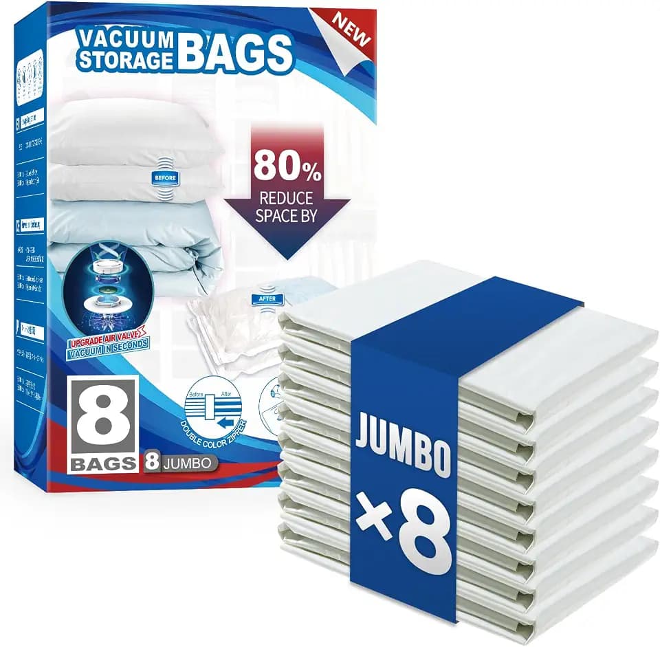 TAILI 8 Pack Vacuum Storage Bags, Jumbo Size (31×40 inch), Cream