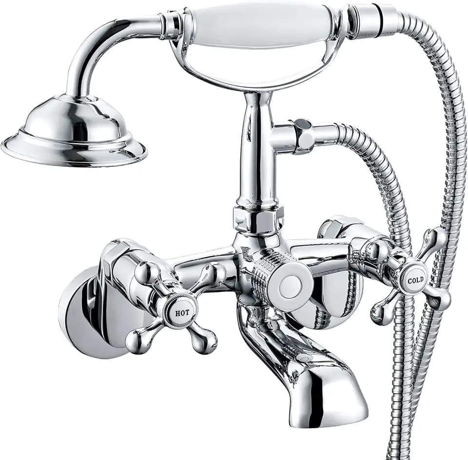 Wasserrhythm Clawfoot Tub Faucet and Shower Kit Chrome Wall Mount Tub Taps