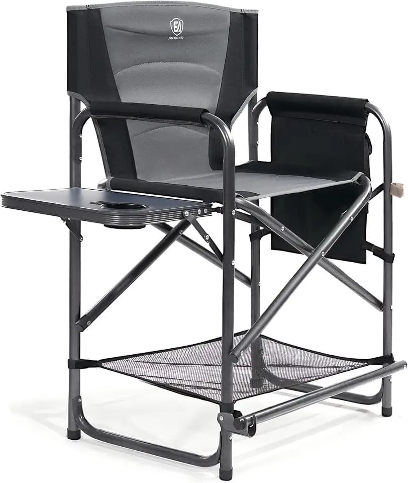 EVER ADVANCED 23.2" Medium Tall Directors Chair with Side Table 400LBS Grey