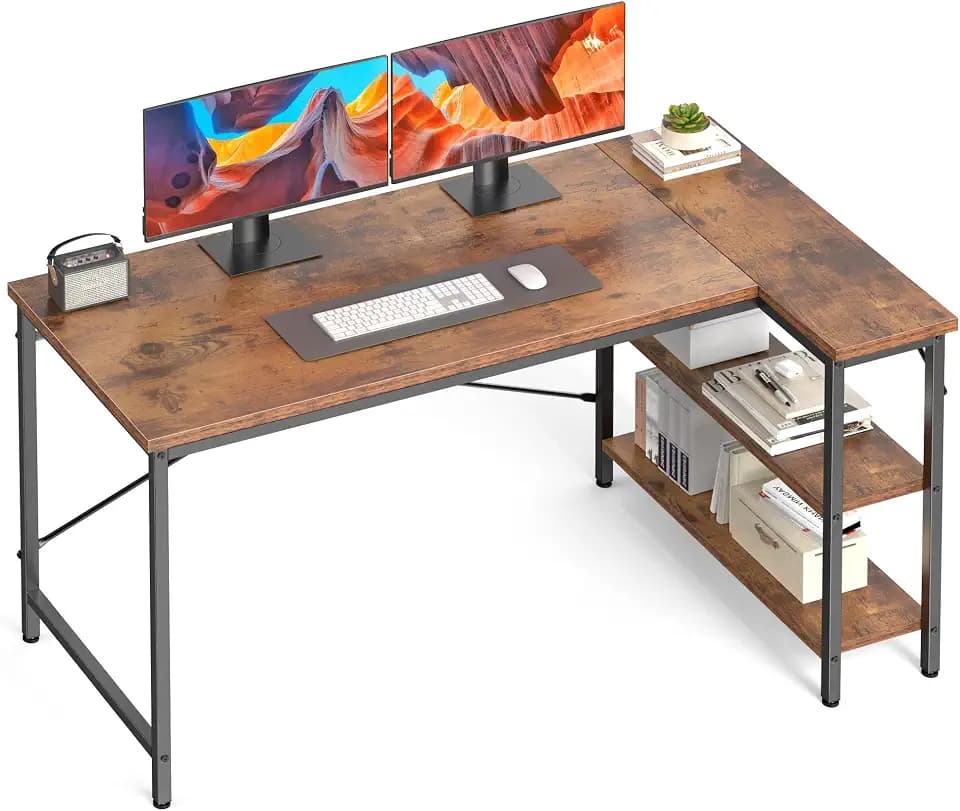 OLIXIS 39 Inch L Shaped Desk, Corner Computer Gaming Desks with Shelves