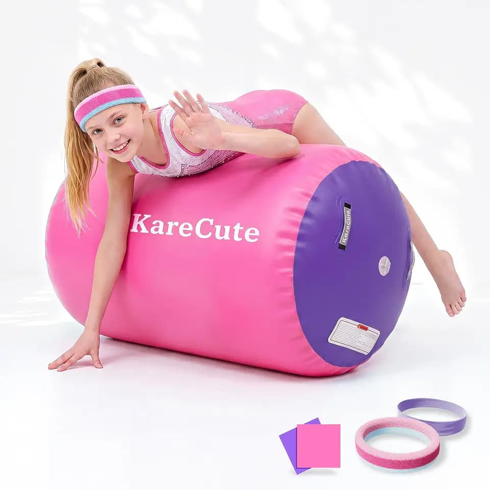 Inflatable Gymnastics Mat, Air Barrel Roller & Tumbling Track Octagon Equipment for Kids, Cheerleading & Back Handspring Training for Home/Gym/Outdoor/Yoga