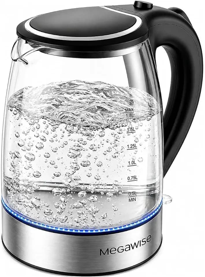 MEGAWISE Electric Kettle, 1.8L Glass Tea Kettle, Auto Shut-Off, Boil-Dry