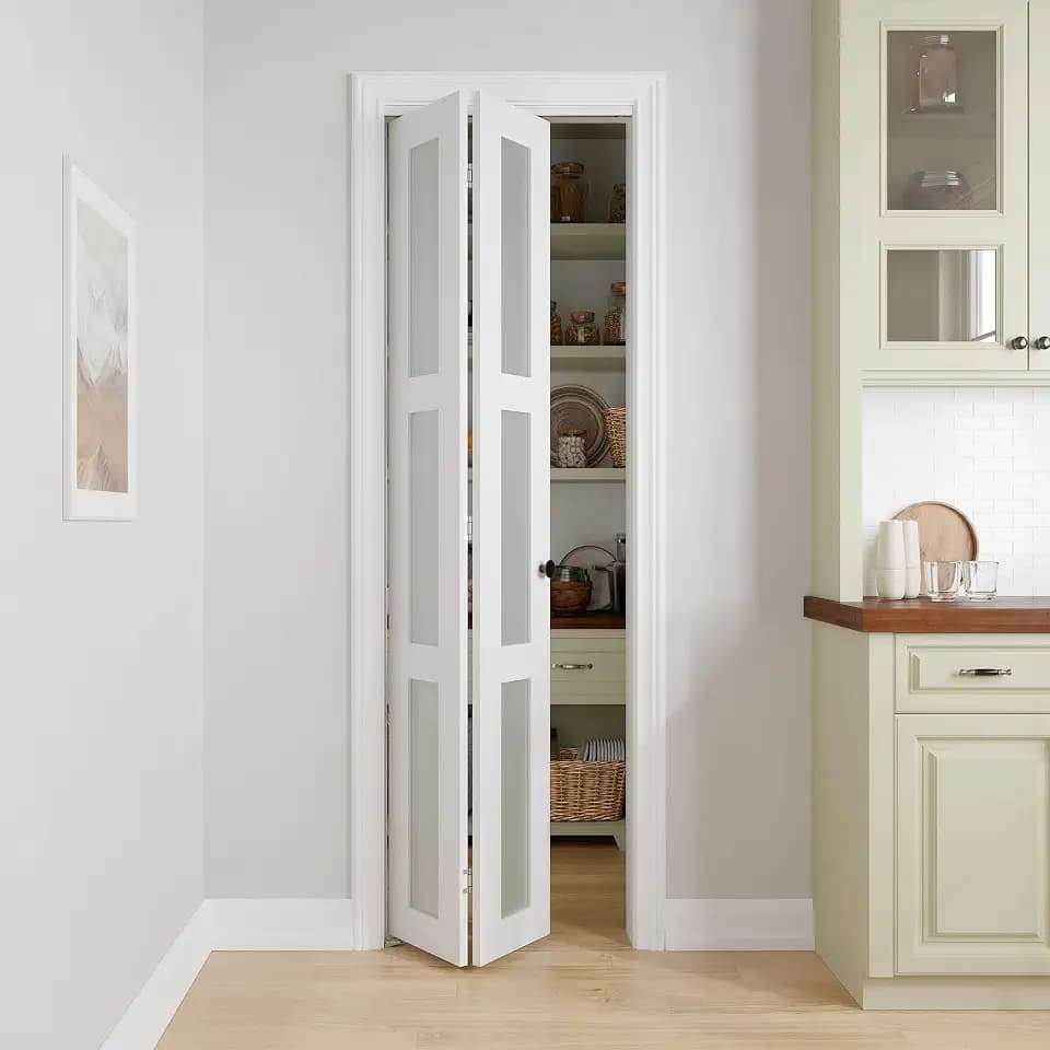 Bifold Doors for 28" x 80" Opening,3-lite Tempered Frosted Glass