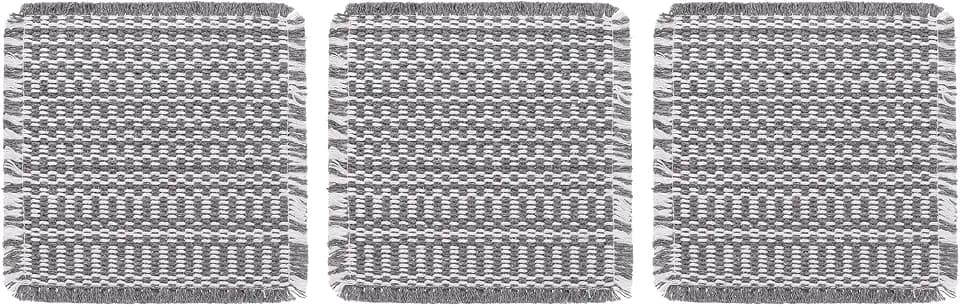 uxcell Woven Coasters 3Pack 6"x6" Square Crocheted Pot Holders Gray,White
