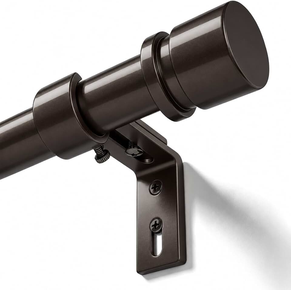 Byondeth Curtain Rods for Windows 16 to 88 Inches Adjustable Length 1 Inch Diameter Window Curtain Rod with Aluminium End Cap, Antique Bronze