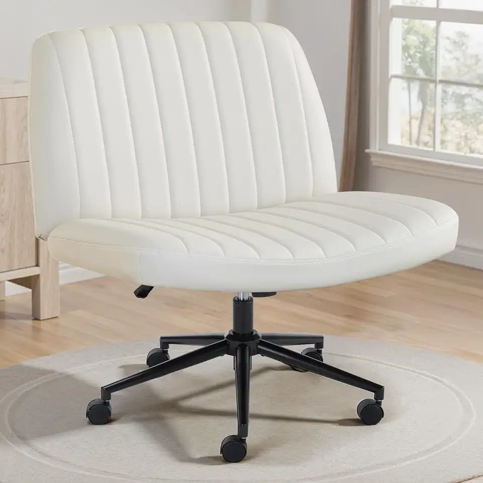 OLIXIS Criss Cross Chair with Wheels, Vanity Chair, Home Office Desk