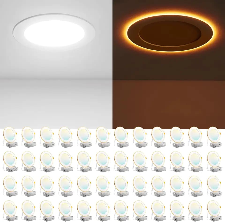 Amico 48 Pack 6 Inch LED Recessed Light with Night Light, 5CCT, 1100LM