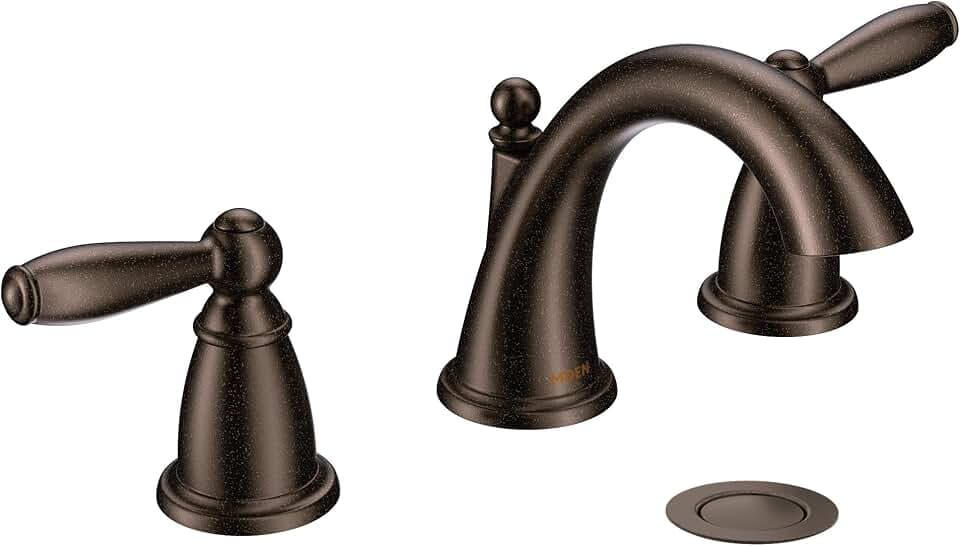 Moen Brantford Oil-Rubbed Bronze Two-Handle Widespread Bathroom Sink Faucet for 3-Hole Setups with Valve Included, TV6620ORB