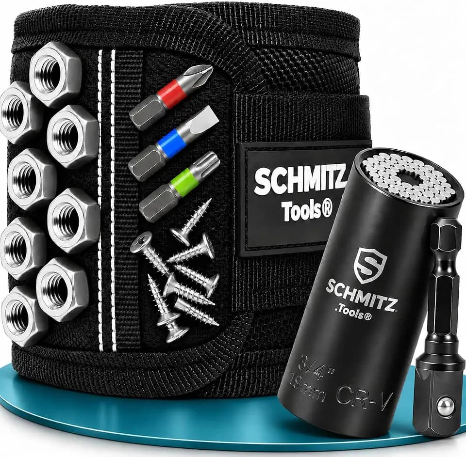 SCHMITZ.Tools Geschenke für Männer - Magnetarmband Handwerker | Geburtstagsgeschenk für Männer - Lustige Männergeschenke - Papa Geschenk - Adventskalender Füllung für Männer + Universalnuss