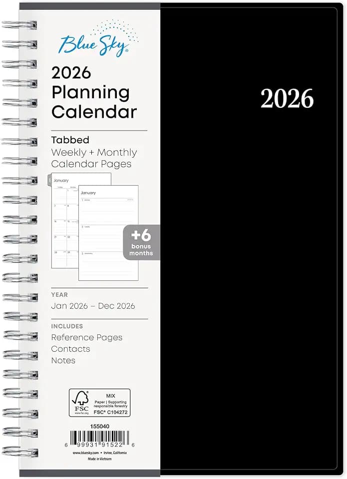 Blue Sky 2026 Weekly & Monthly Planner Calendar, 5"x8", Enterprise