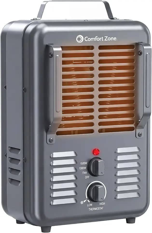 COMFORT ZONE Milkhouse Utility Space Heater with Thermostat - Grey