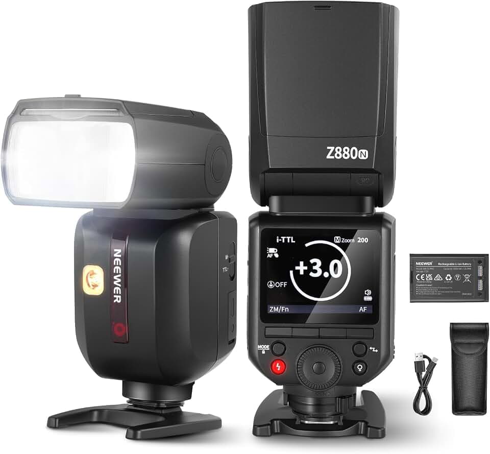 NEEWER Z880-N 2,4G 76Ws i-TTL Blitzgerät, kompatibel mit Nikon & Godox, Benutzeroberfläche einstellbare Einstelllampe TTL/M Schnellschalter TCM Taste 1/8000s HSS 3000mAh 600 Volle Leistung Blitze