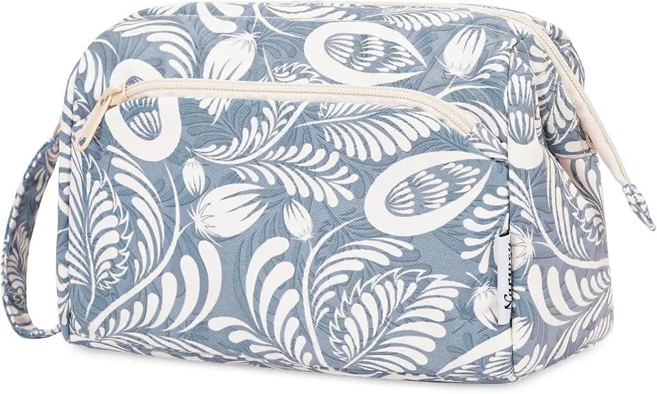 Narwey Travel Makeup Bag Toiletry Bag, Wide Open Cosmetic Bag for Women