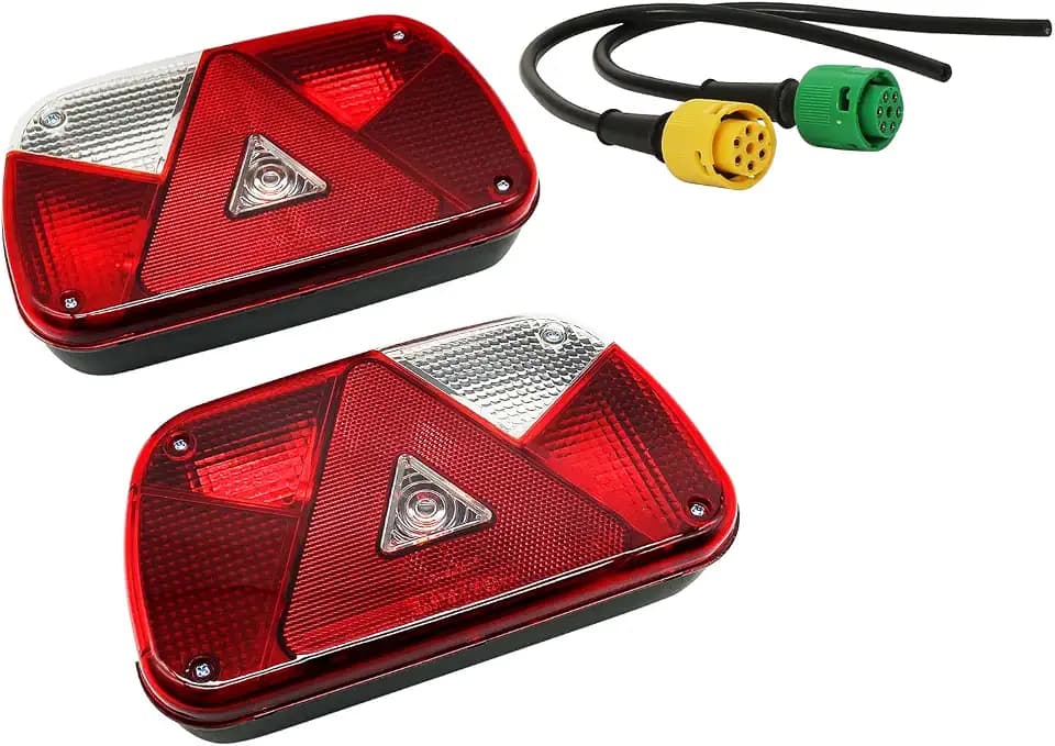 1Pair Anhänger Rückleuchten Kit Anhänger Rückleuchte, 12V Universal Wasserdichte Anhänger Rücklicht Kit, Mit 2 Stück 30cm langem 6 Polig Kabel Stecker,für Wohnwagen/RV/LKW/Anhänger