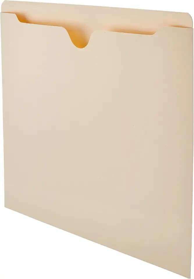 Amazon Basics File Jackets for Organizing Documents, Reinforced Straight-Cut Tab, Flat-No Expansion, Letter Size, Manila, 100-Pack