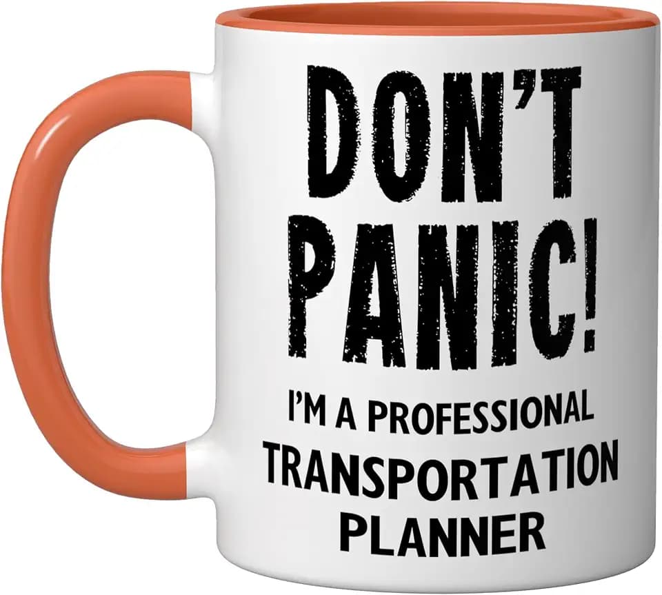 Transportation Planner Ceramic Mug, Orange/White, 11oz