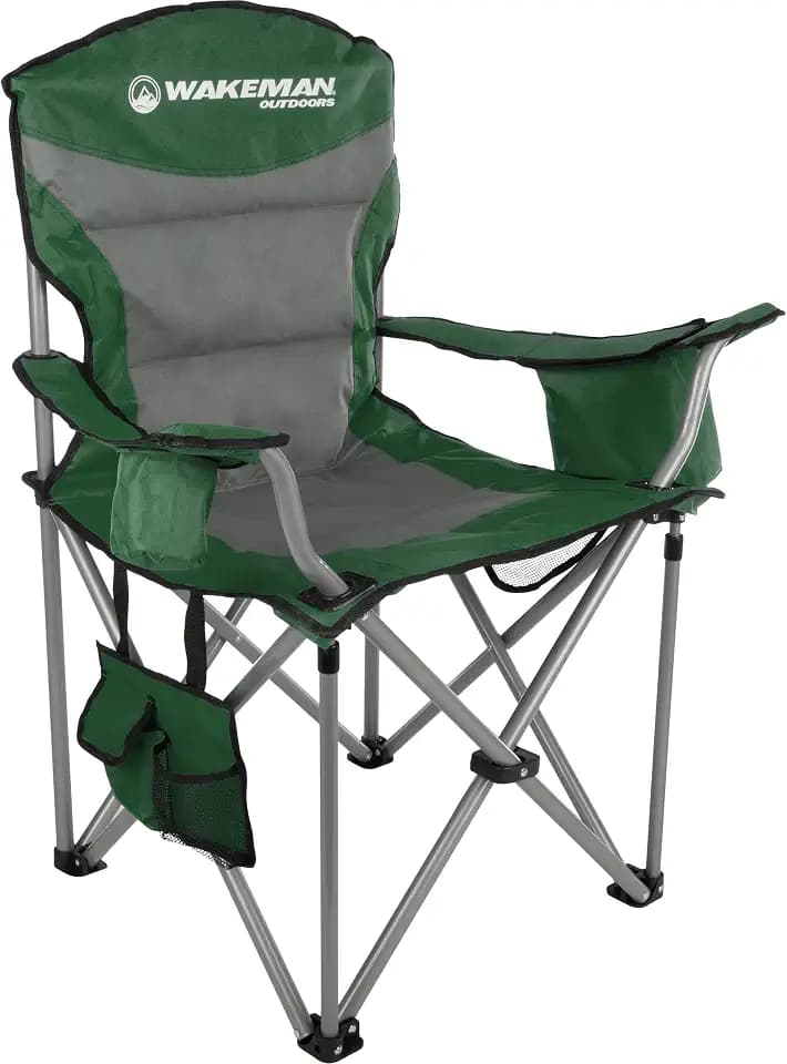 Wakeman Outdoors Oversized Camping Chair with Cooler Pouch Green