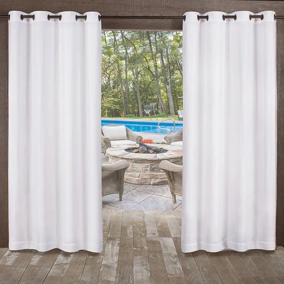 Exclusive Home Miami Semi-Sheer Textured Indoor/Outdoor Grommet Top Curtain Panel, 54"x96", Winter White, Set of 2