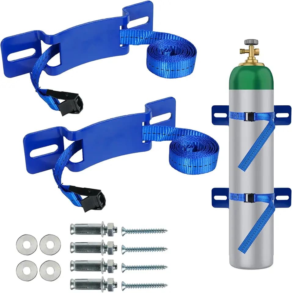 2PCS Gas Cylinder Wall Mount Brackets with 59″ Nylon Strap - Blue