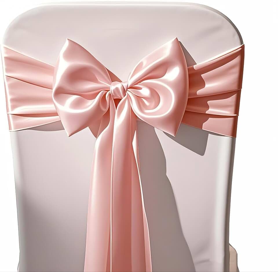 Pack of 50 Wedding Satin Chair Sashes Blush Pink Bows 7x108 inch Ribbon