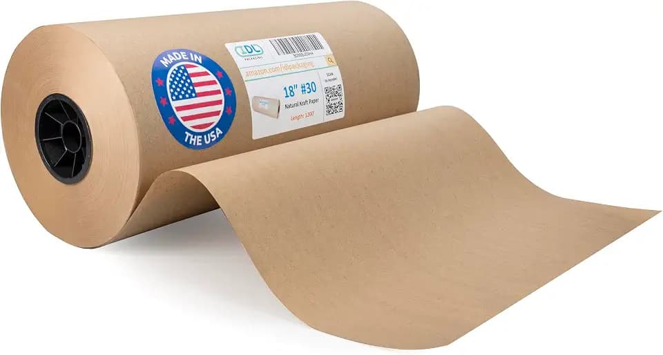 IDL Packaging 18" x 14400" (1200 ft) Large Brown Kraft Paper Roll for Packing - Perfect Natural Kraft Wrapping Paper for Void Filling - Craft Paper for Kids Art Projects